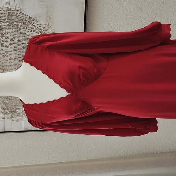 New GAP Elegant Red Satin Empire Dress Size S - Picture 9 of 13